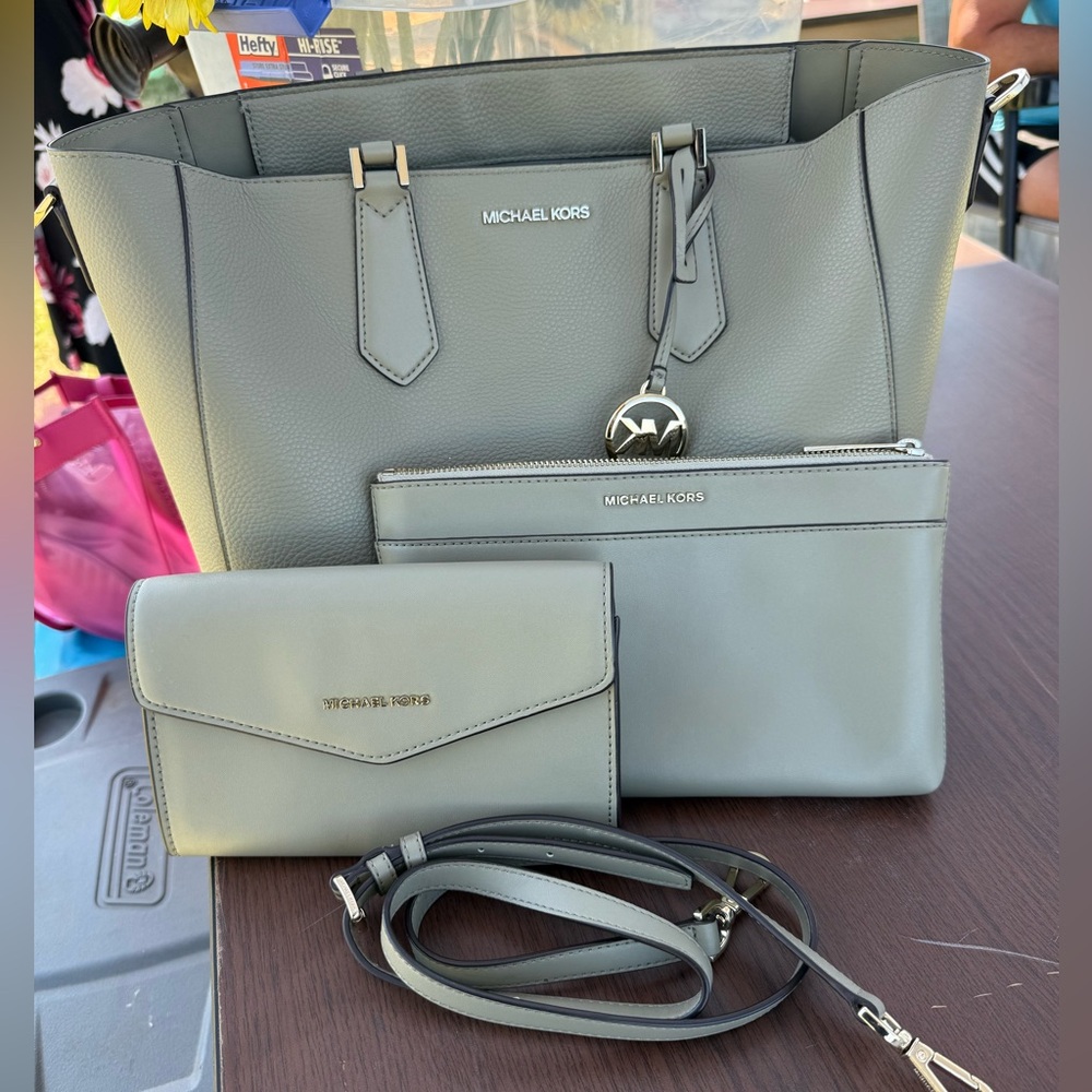 Michael Kors Elegant Sage Tote and Accessories Set